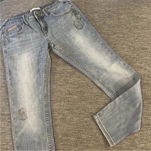 Women’s Free People Jeans Patches Low-rise Distressing Sz 30